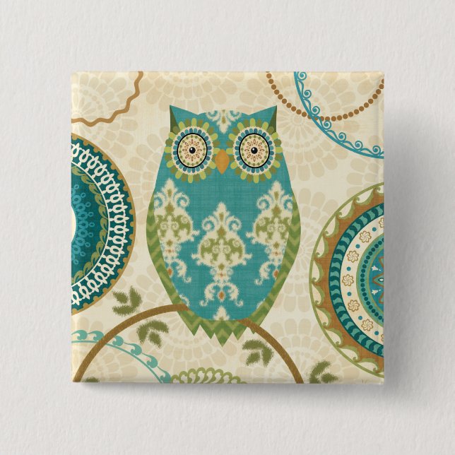 Uggla med cirkulärmönster knapp (Framsida)