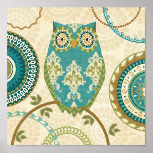 Uggla med cirkulärmönster poster