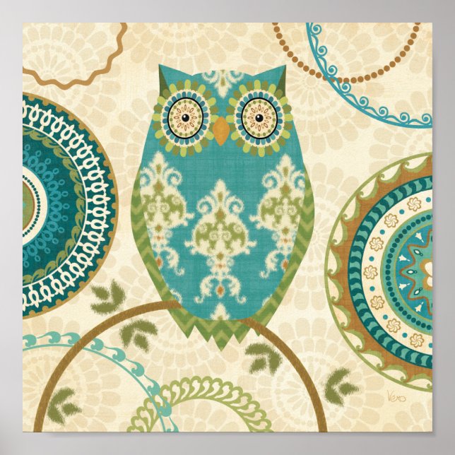 Uggla med cirkulärt Mönster Poster (Framsidan)
