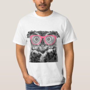 Uggla med den gulliga roliga T-tröja för rosa Tee Shirt