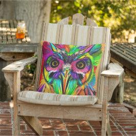 Uggla med färgstarka fjädrar Quirky AI Art Kudde
