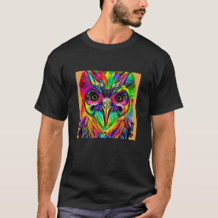 Uggla med färgstarka fjädrar Quirky AI Art T Shirt