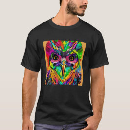 Uggla med färgstarka fjädrar Quirky AI Art T Shirt