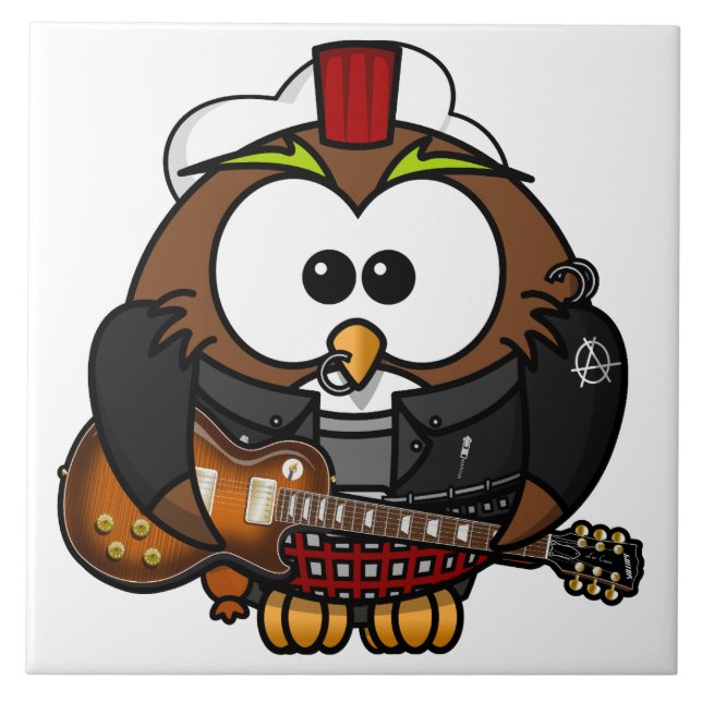 Uggla med gitarren kakelplatta (Framsidan)