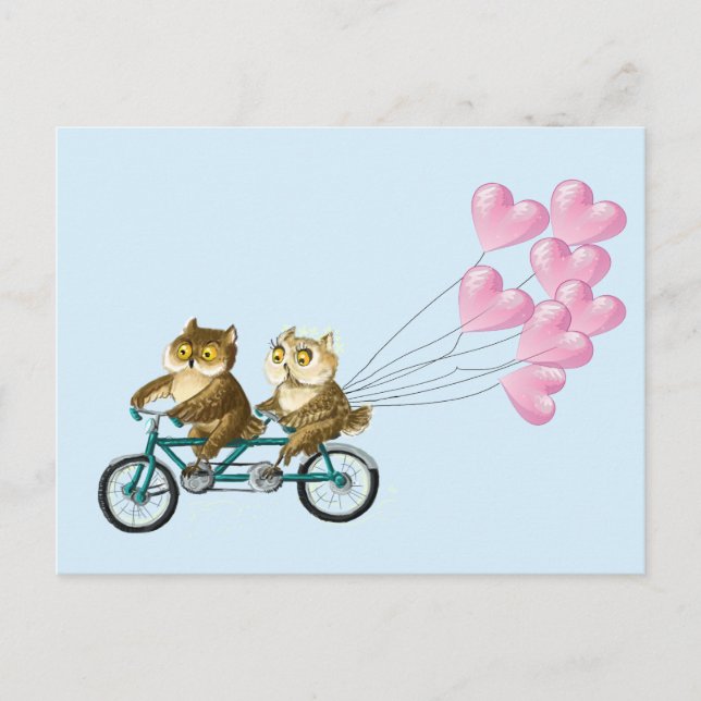 Uggla med hjärtan vykort (Framsida)