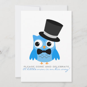 Uggla med inbjudan till Top hat & Bow Tie Baby Sho