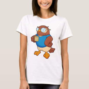Uggla med kaffe mugg t shirt