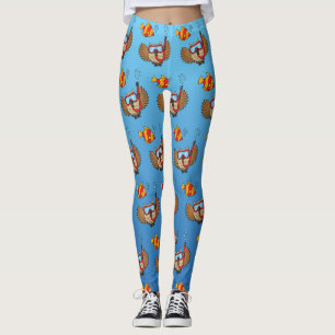 Uggla med kolja och tropisk fisk leggings