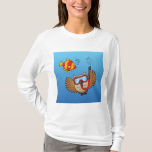 Uggla med kolja och tropisk fisk t shirt