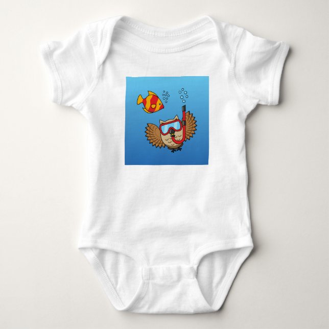 Uggla med kolja och tropisk fisk t shirt (Framsida)