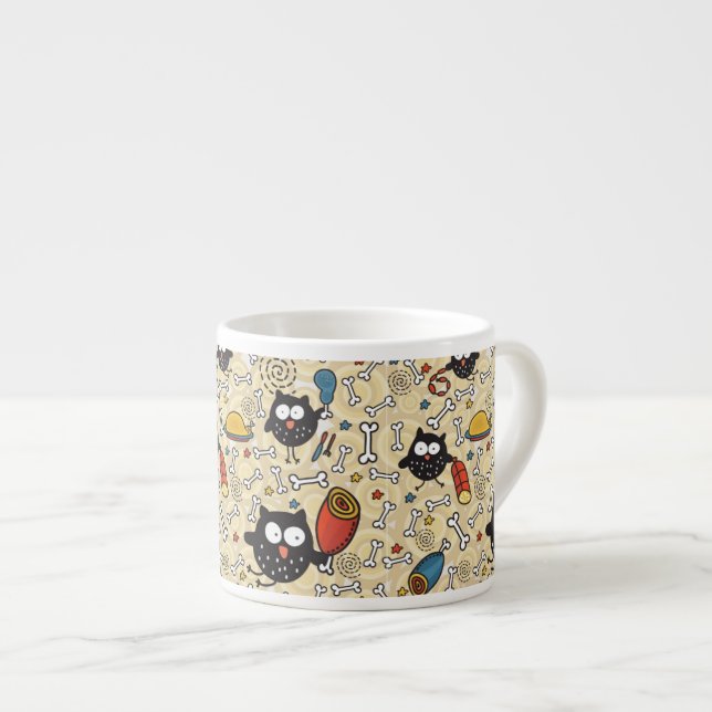 Uggla med köttmönster espressomugg (Framsida höger)