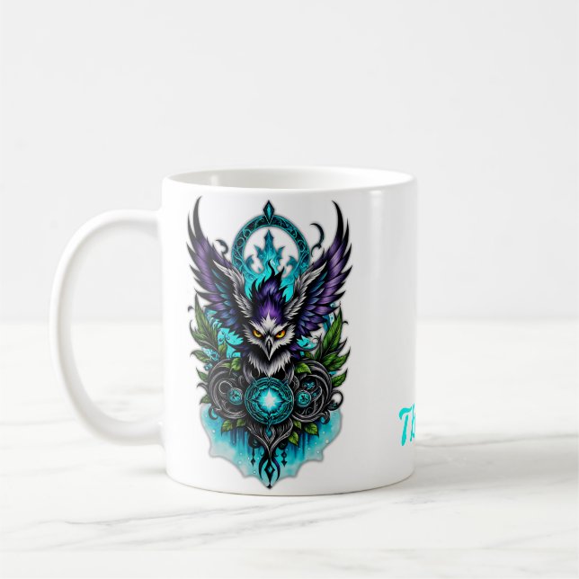 Uggla med magiskt inslag. kaffemugg (Vänster)