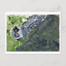 Uggla med marbleiserat vykort sten