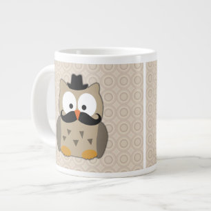 Uggla med Mustache och Hat Jumbo Mugg