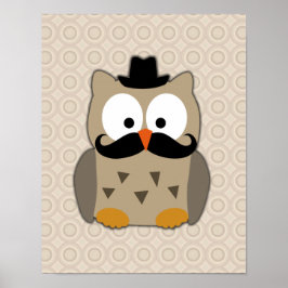 Uggla med Mustache och Hat Poster