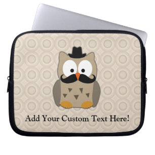 Uggla med mustasch och hatten laptop sleeve