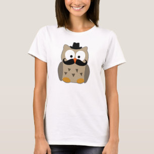 Uggla med mustasch och hatten t shirt