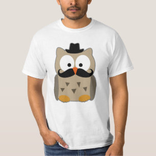 Uggla med mustasch och hatten tee shirt