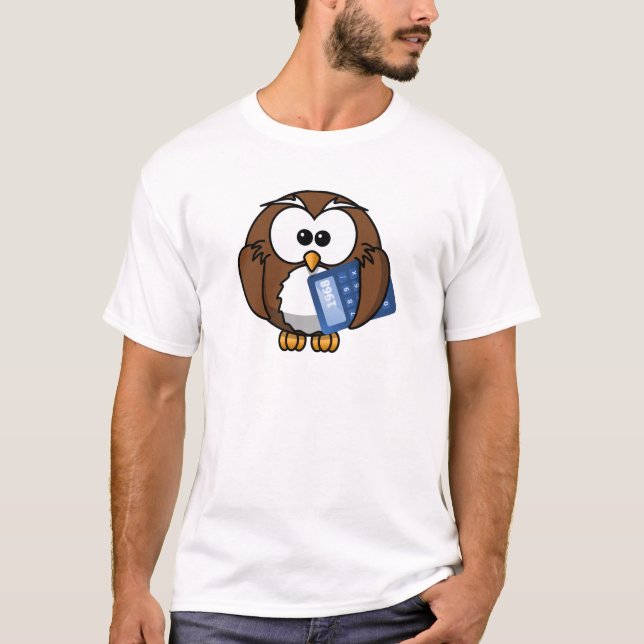 Uggla med räknemaskinen, math, student som t-shirt (Framsida)