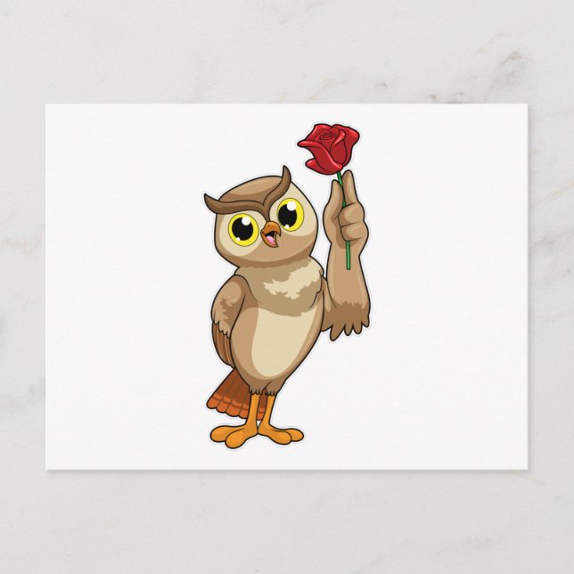 Uggla med ros vykort (Framsida)