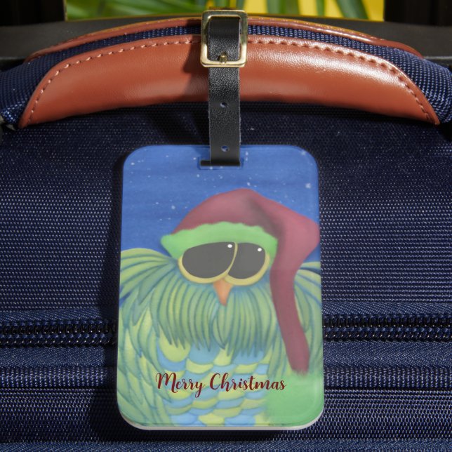 Uggla med Santa Hat Bagagebricka (Framsida Insitu 2)