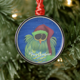 Uggla med Santa Hat Metall Ornament
