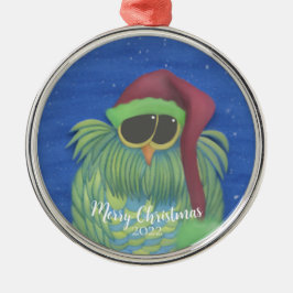 Uggla med Santa Hat Metall Ornament