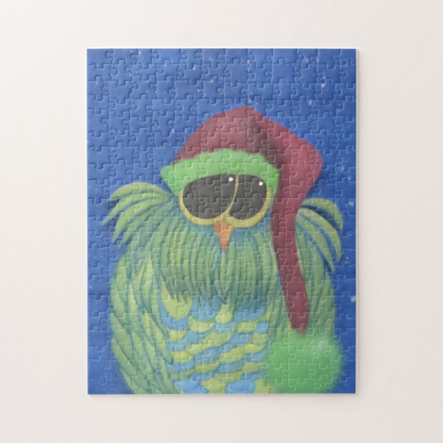 Uggla med Santa Hat Pussel (Vertikal)