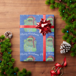 Uggla med Santa Hat Wrapping Papper Presentpapper
