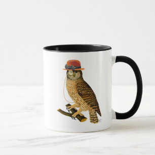 Uggla med Steampunk Stil Bowlareare Hat Mugg