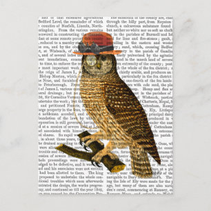 Uggla med Steampunk Stil Bowlareare Hat Vykort