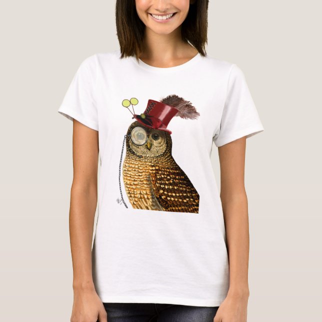 Uggla med Top hat 3 T-shirt (Framsida)