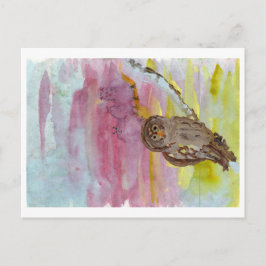 Uggla med vykort för spöksällskap