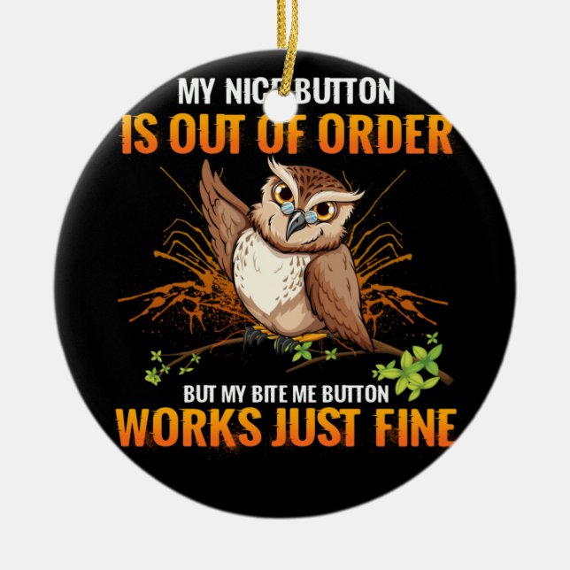 Uggla min Niceknapp är ur funktion, men min Bita m Julgransprydnad Keramik (Framsidan)