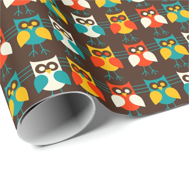 Uggla Mönster 1 Papper för inkapsling Presentpapper (Rullad Hörn)