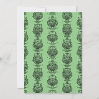 Uggla (mönster grönt) - Greeting Card Julkort