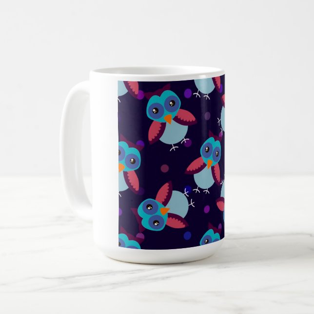 uggla mönster kaffemugg (Framsida vänster)