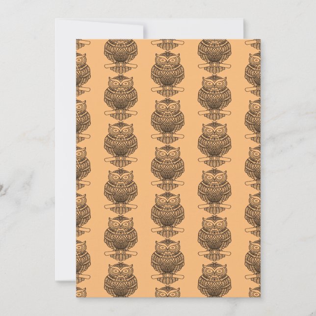 Uggla (mönster orange) - Greeting Card Julkort (Framsida)
