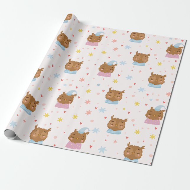 Uggla Mönster Presentpapper (Utrullad)