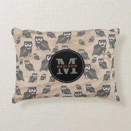 Uggla Mönster & Rustic Wood Monogram Prydnadskudde