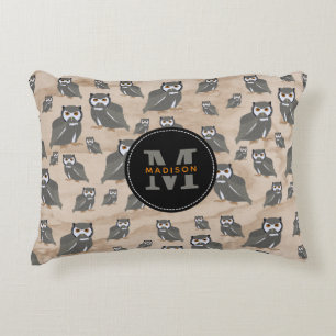 Uggla Mönster & Rustic Wood Monogram Prydnadskudde