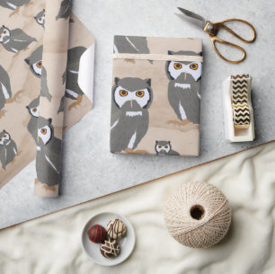 Uggla Mönster & Rustic Wood Presentpapper