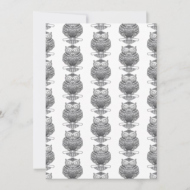 Uggla (mönster vit) - gratulationskort julkort (Framsida)