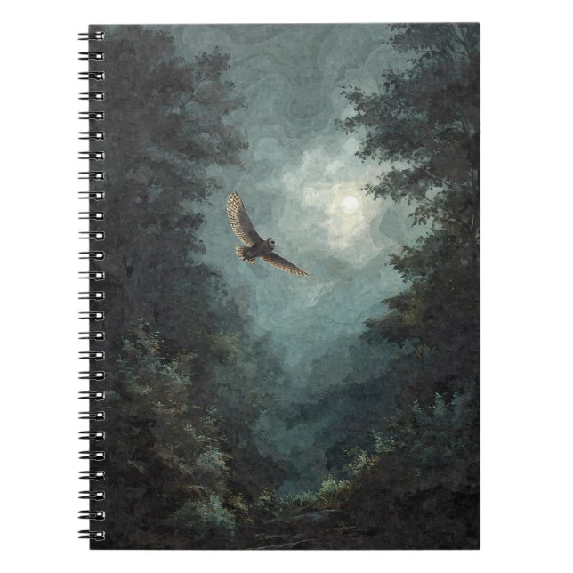Uggla Moonlit Forest Notebook Anteckningsbok (Framsidan)