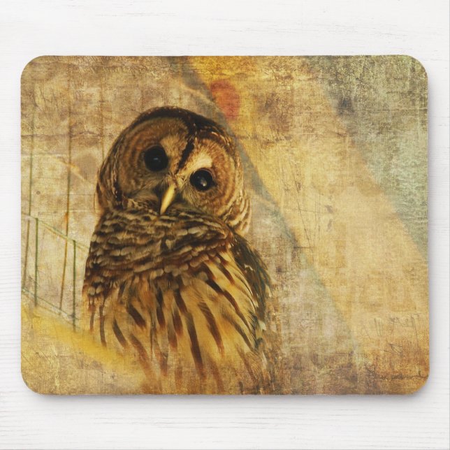 Uggla Mousepad - gallerförsedd uggla Musmatta (Framsidan)