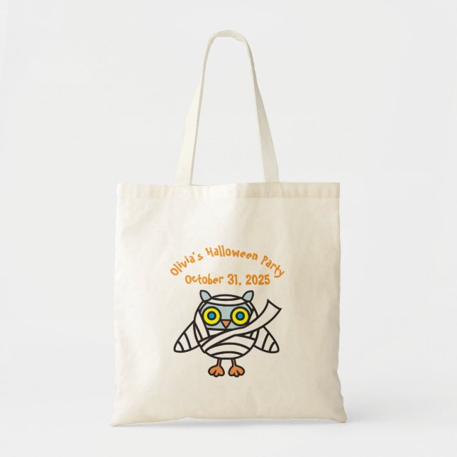 Uggla Mummy Halloween fest Tote Bag Tygkasse (Framsidan)