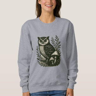 Uggla & Mushroom T-Shirt - Mystical Woodland Gothi