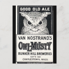 Uggla-Musty Ale Beer-vykort Vykort