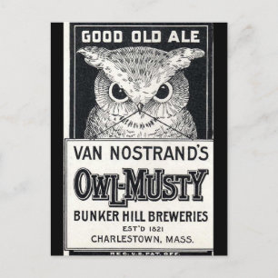 Uggla-Musty Ale Beer-vykort Vykort