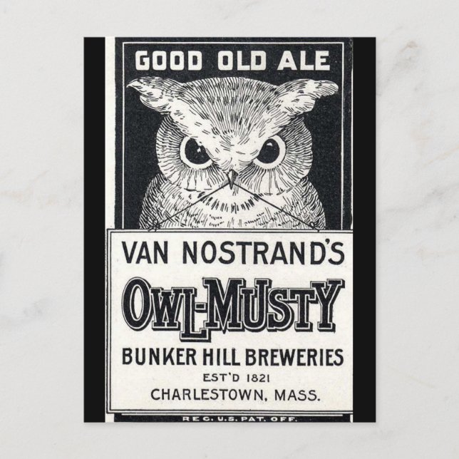 Uggla-Musty Ale Beer-vykort Vykort (Framsida)